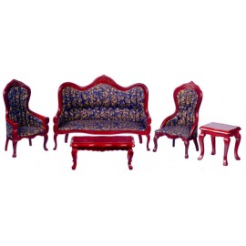 Viktoriánský nábytek, set 5ks, mahagon